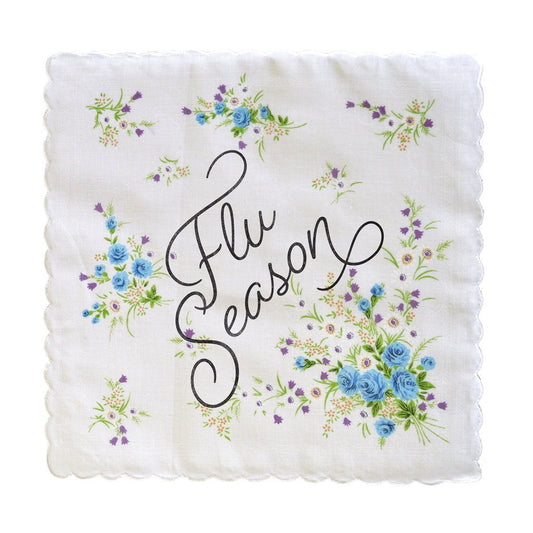 Flu Season Hankie Retro Floral Print Cotton Handkerchief