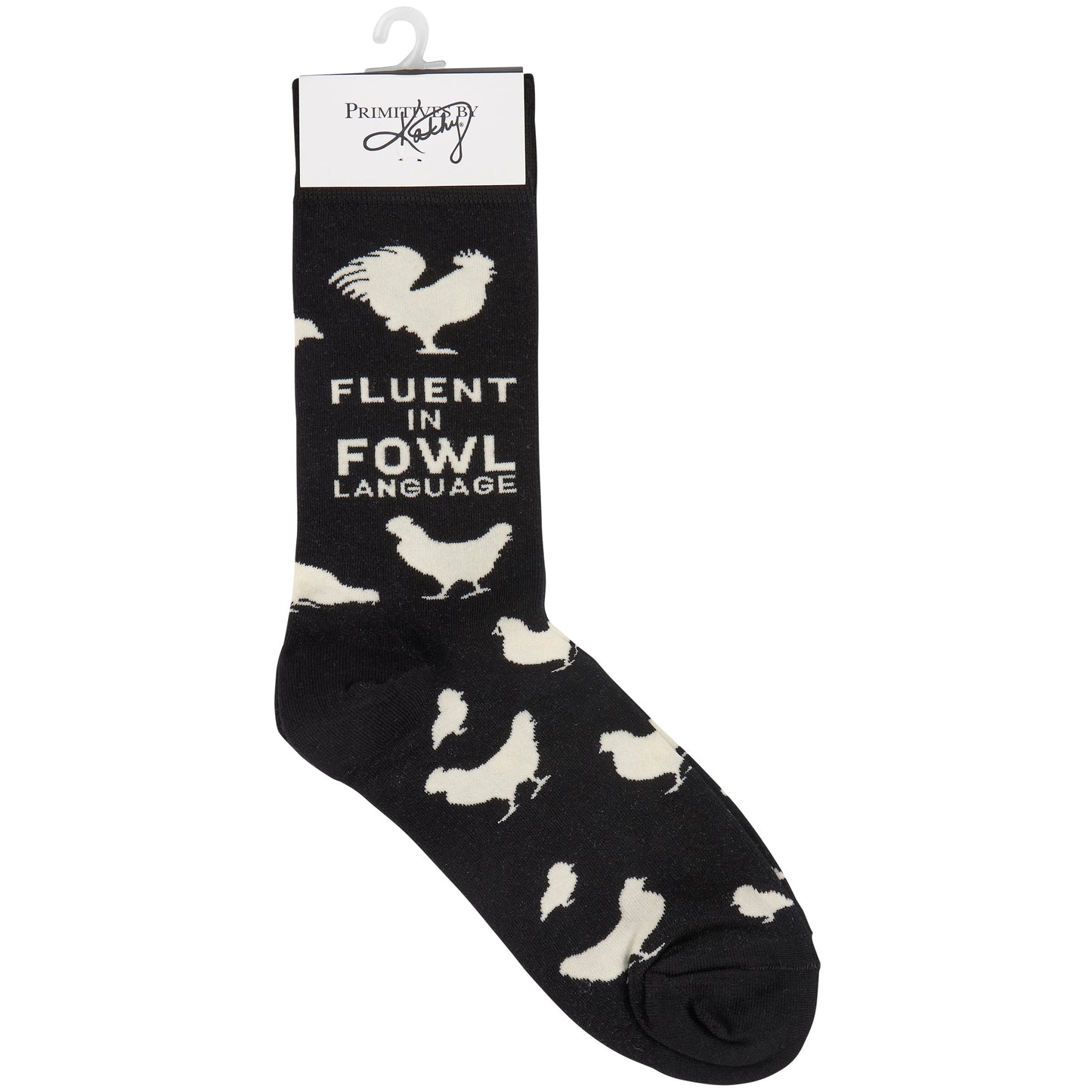 Fluent In Fowl Language Socks | Chicken and Rooster Farm Themed Novelty Socks