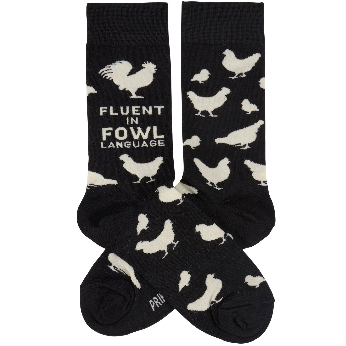 Fluent In Fowl Language Socks | Chicken and Rooster Farm Themed Novelty Socks