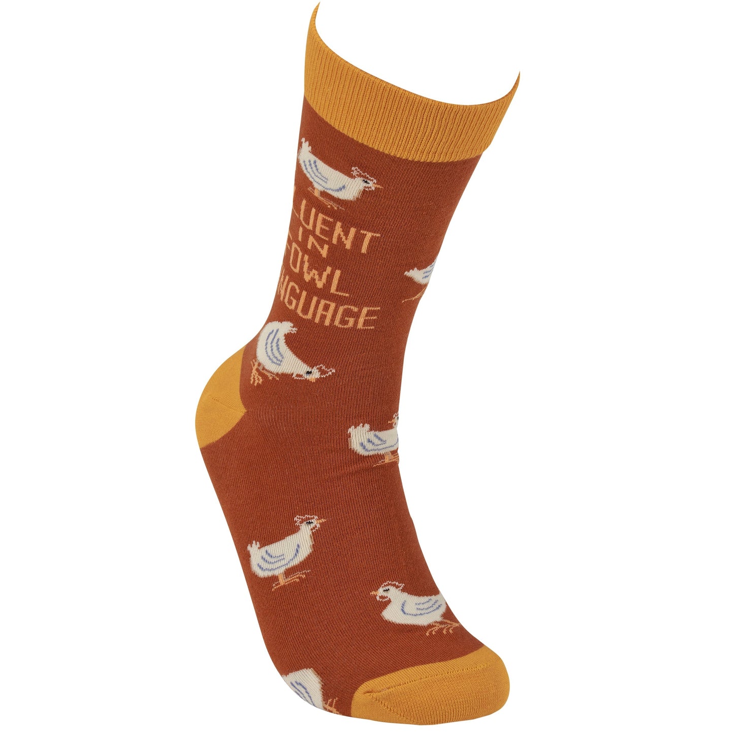 Fluent In Fowl Language Socks | Punny Farm Chicken Themed Novelty Socks