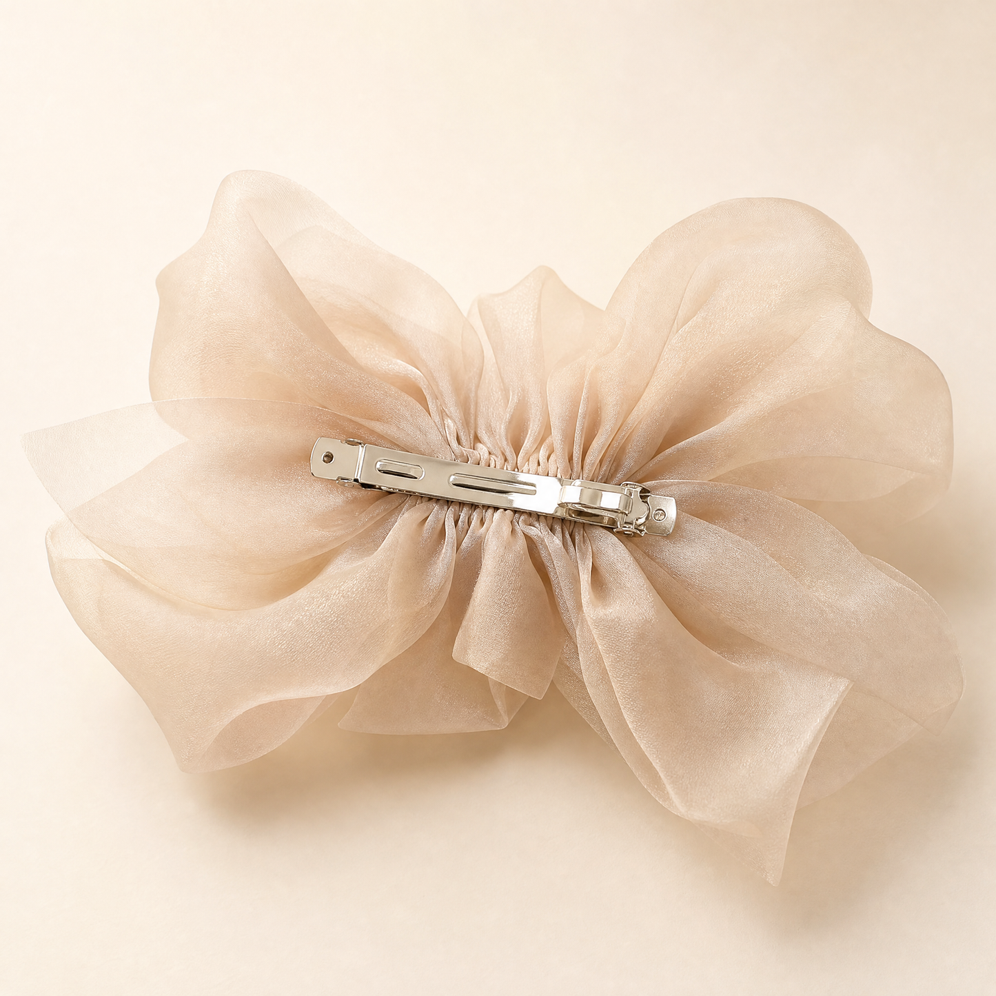 Fluffy Oversized Hair Bow Clip | Spring & Summer Hair Accessory (Beige, Black, Cream)-Miss Sparkling-The Bullish Store