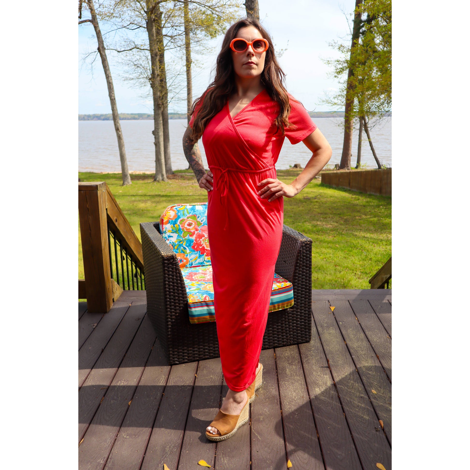 Fly Away Side Slit Maxi Dress in Leopard or Red [SIZE M&L REMAINING]