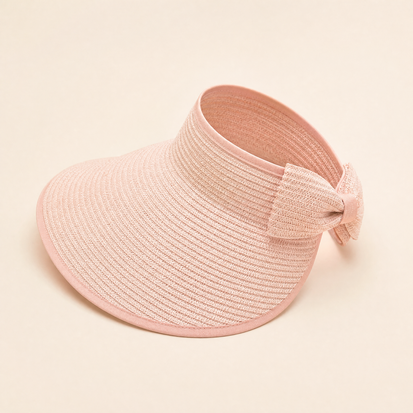 Foldable Wide Brim Bow Visor Sun Hat [Available in Ivory or Pink]-JOSSLYN by Wall to Wall-The Bullish Store