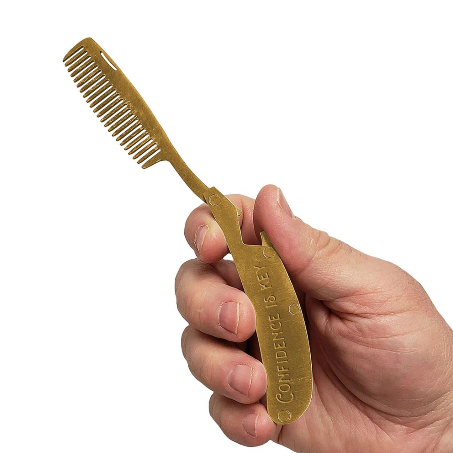 Folding Beard & Mustache Comb | Brass Finish Men’s Grooming Gift Set