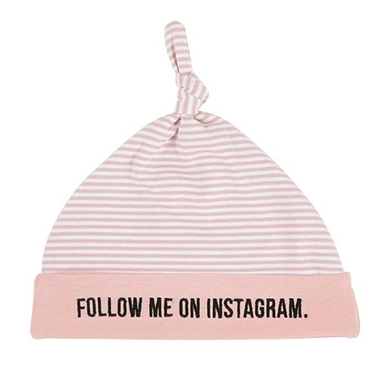 Follow Me On Instagram Knit Hat | Baby Pink Striped Cap | 6-12 months