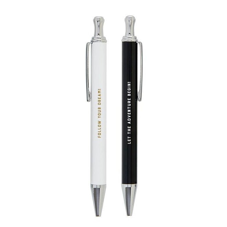 Follow Your Dream + Let The Adventure Begin Pen Set | Giftable Pens | Novelty Office Desk Supplies
