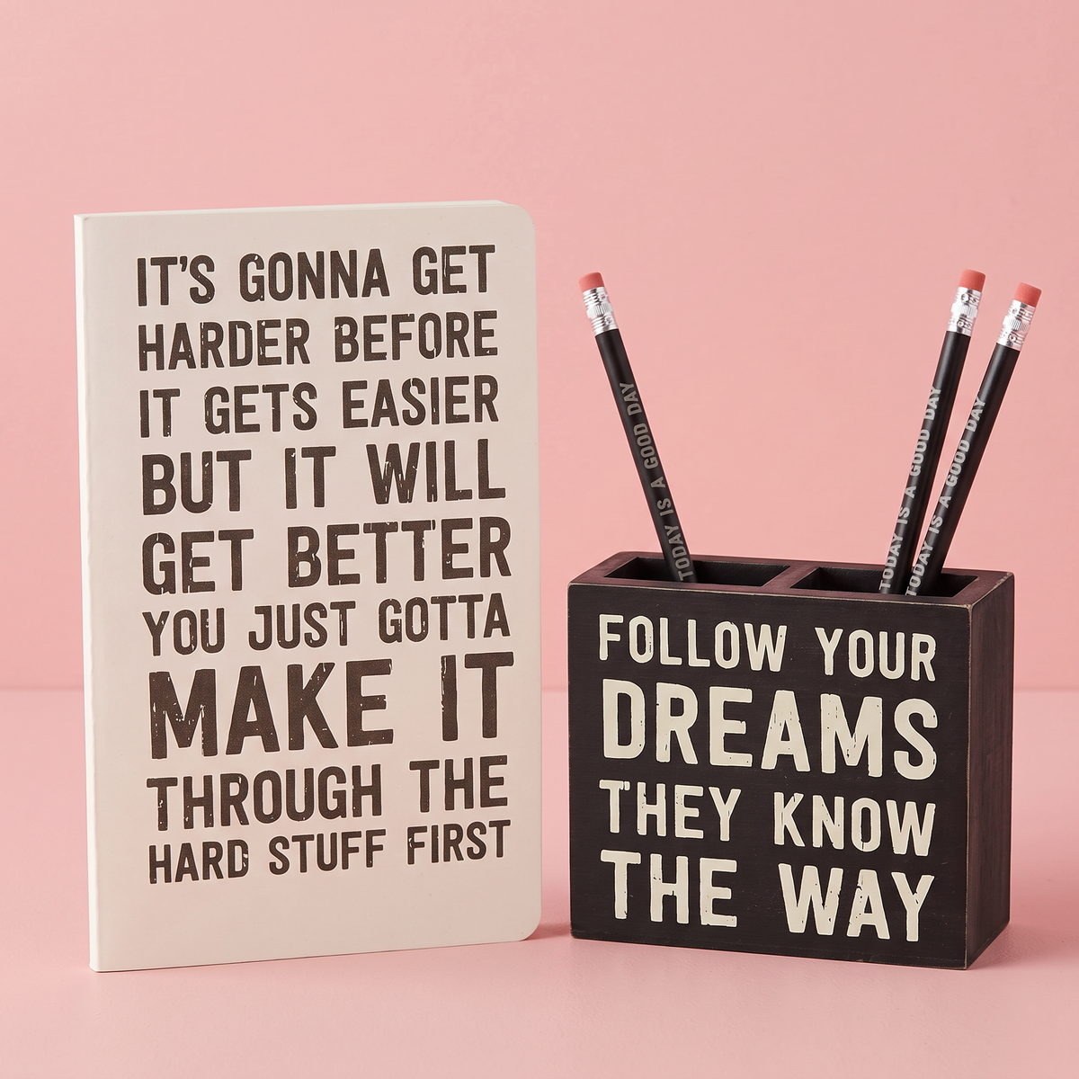 Follow Your Dreams Stationery Gift Set | Giftable | Notebooks, Pencils, Pen Holder-Primitives by Kathy-The Bullish Store