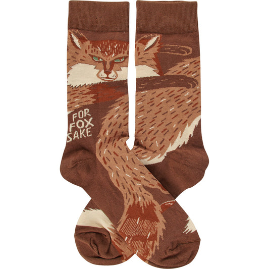 For Fox Sake Funny Socks in Brown | Unisex
