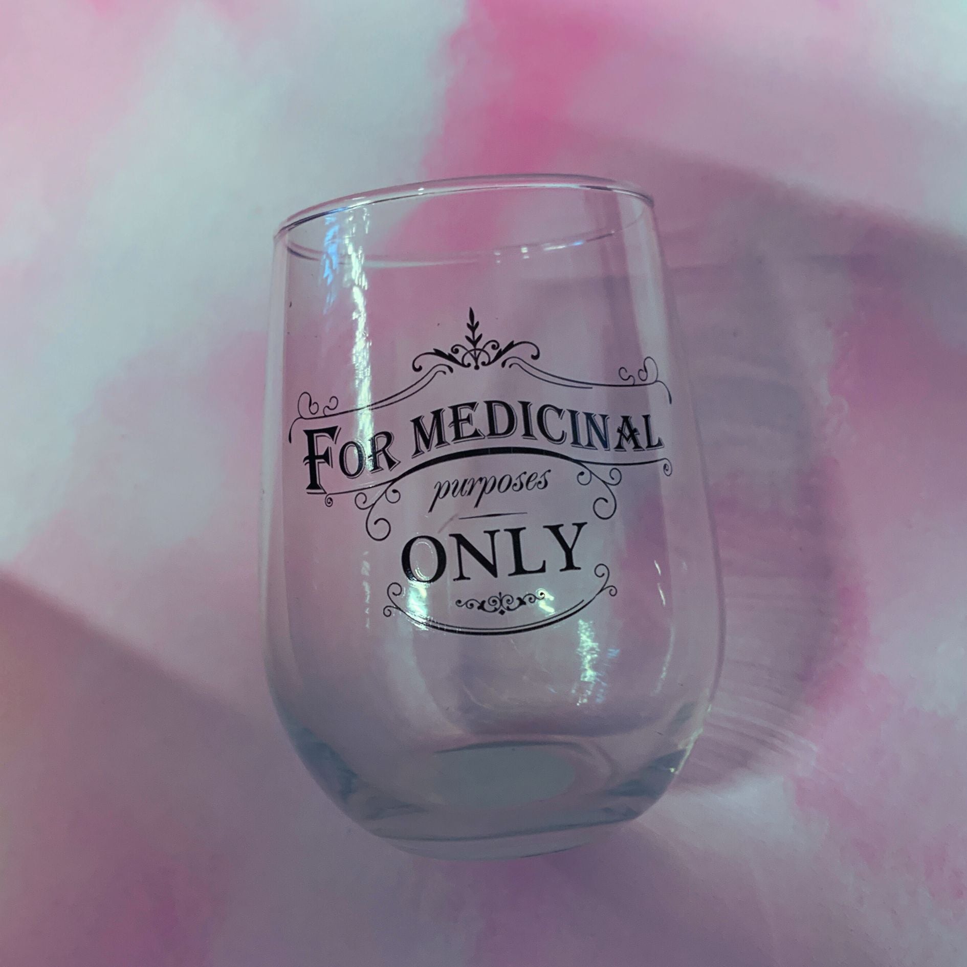 For Medicinal Purposes Only Stemless Wine Glass | Set of 2