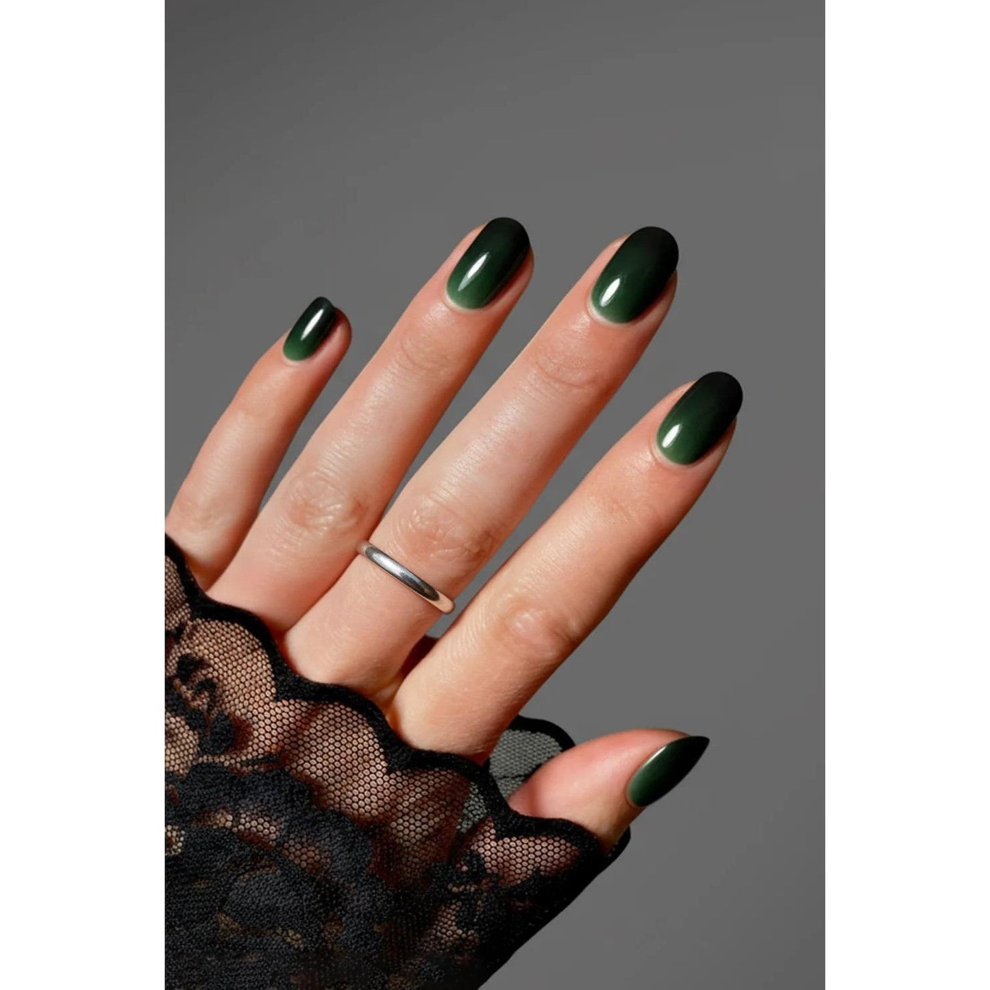 Forest Lush Press-On Nails | Deep Green Glossy Nails | Reusable & Non-Toxic