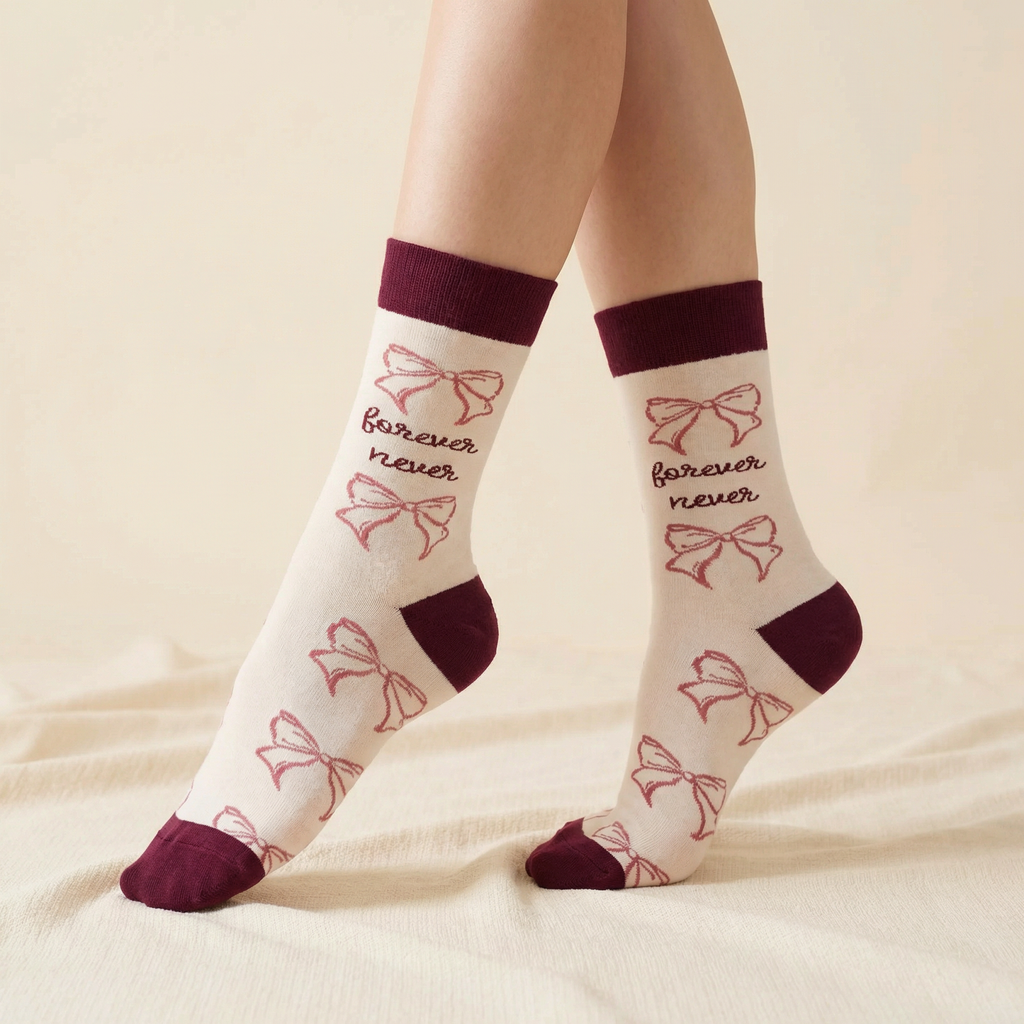 Forever Never Socks | Coquette Bow Crew Socks in Pink