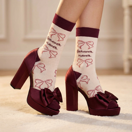 Forever Never Socks | Coquette Bow Crew Socks in Pink