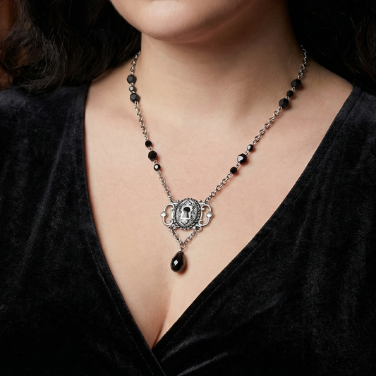 Framed Gem Drop Keyhole Handmade Necklace