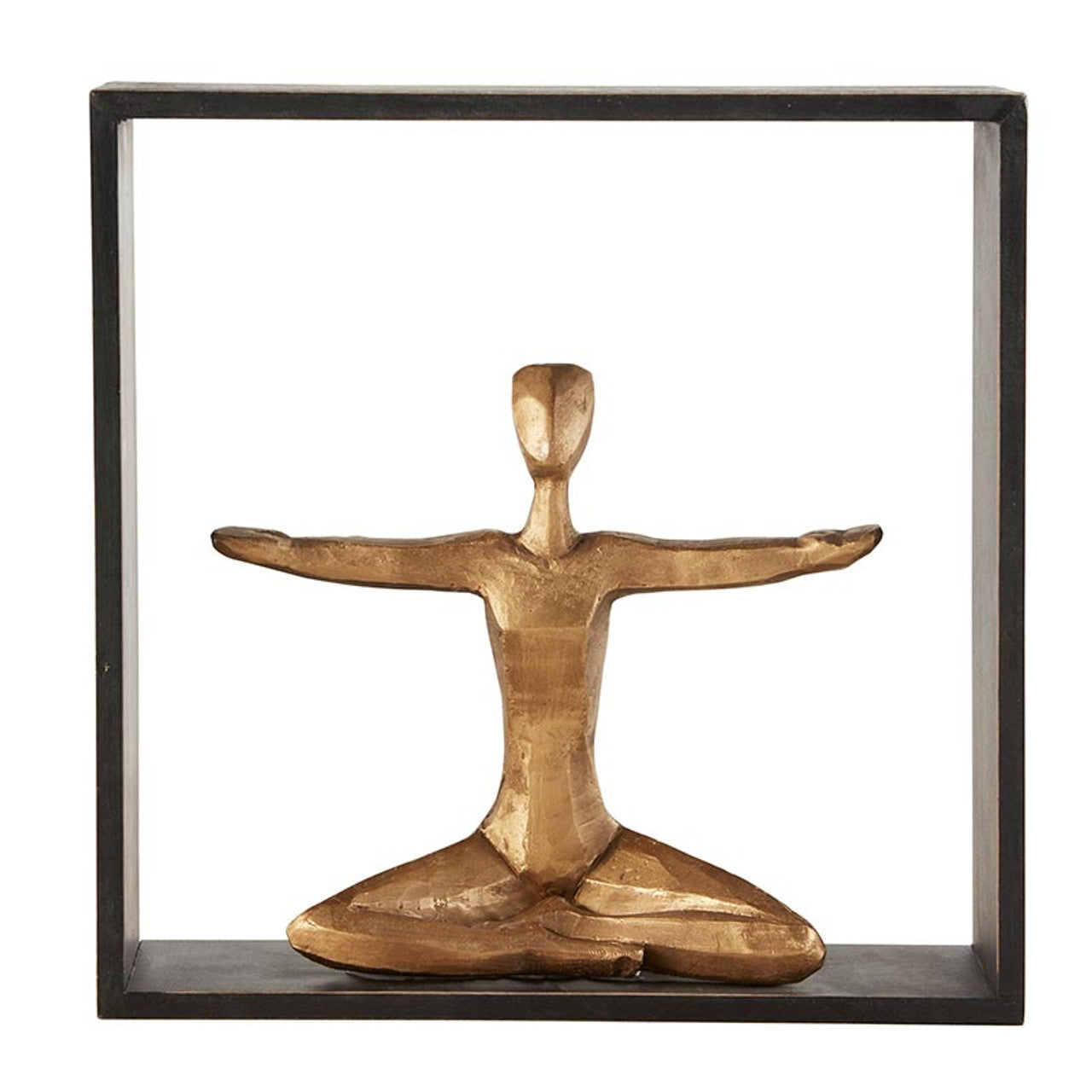 Framed Yoga Statue | Modern Figurine Black and Gold Contemporary Statue