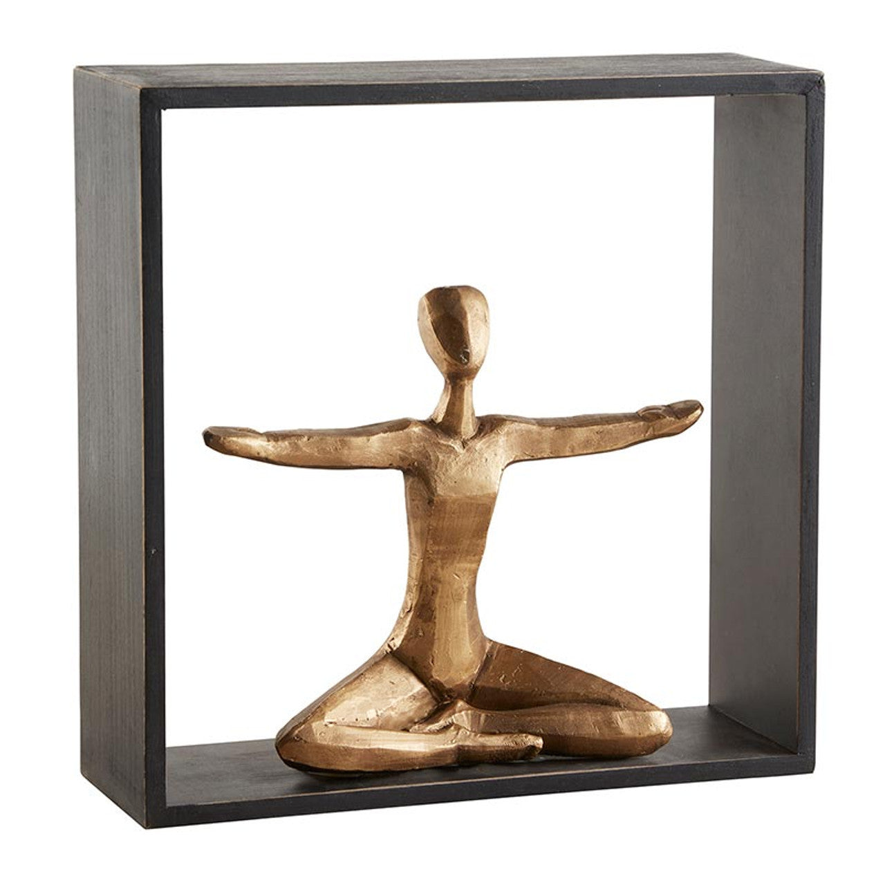Framed Yoga Statue | Modern Figurine Black and Gold Contemporary Statue