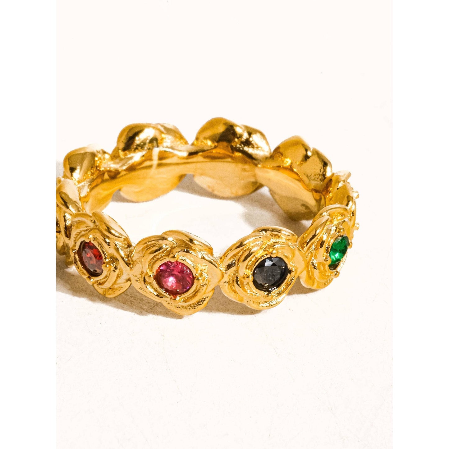 Frances 18K Gold Non-Tarnish Multi Stone Vintage Ring | Hypoallergenic Water-Resistant Jewelry