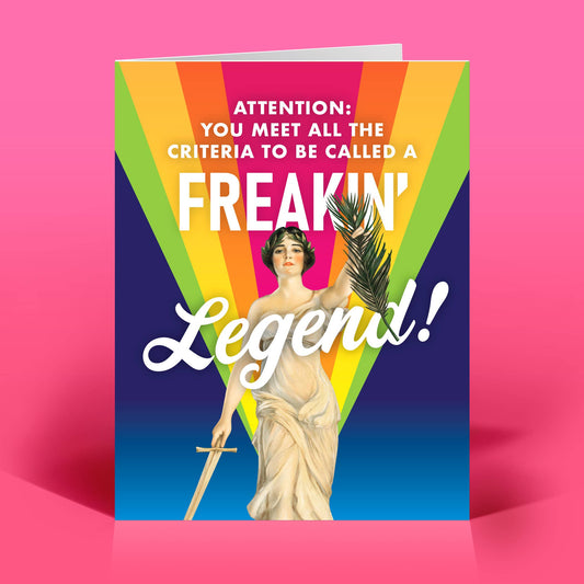 Freakin' Legend Funny Card | Vintage Bold Humor-The Raccoon Society-The Bullish Store