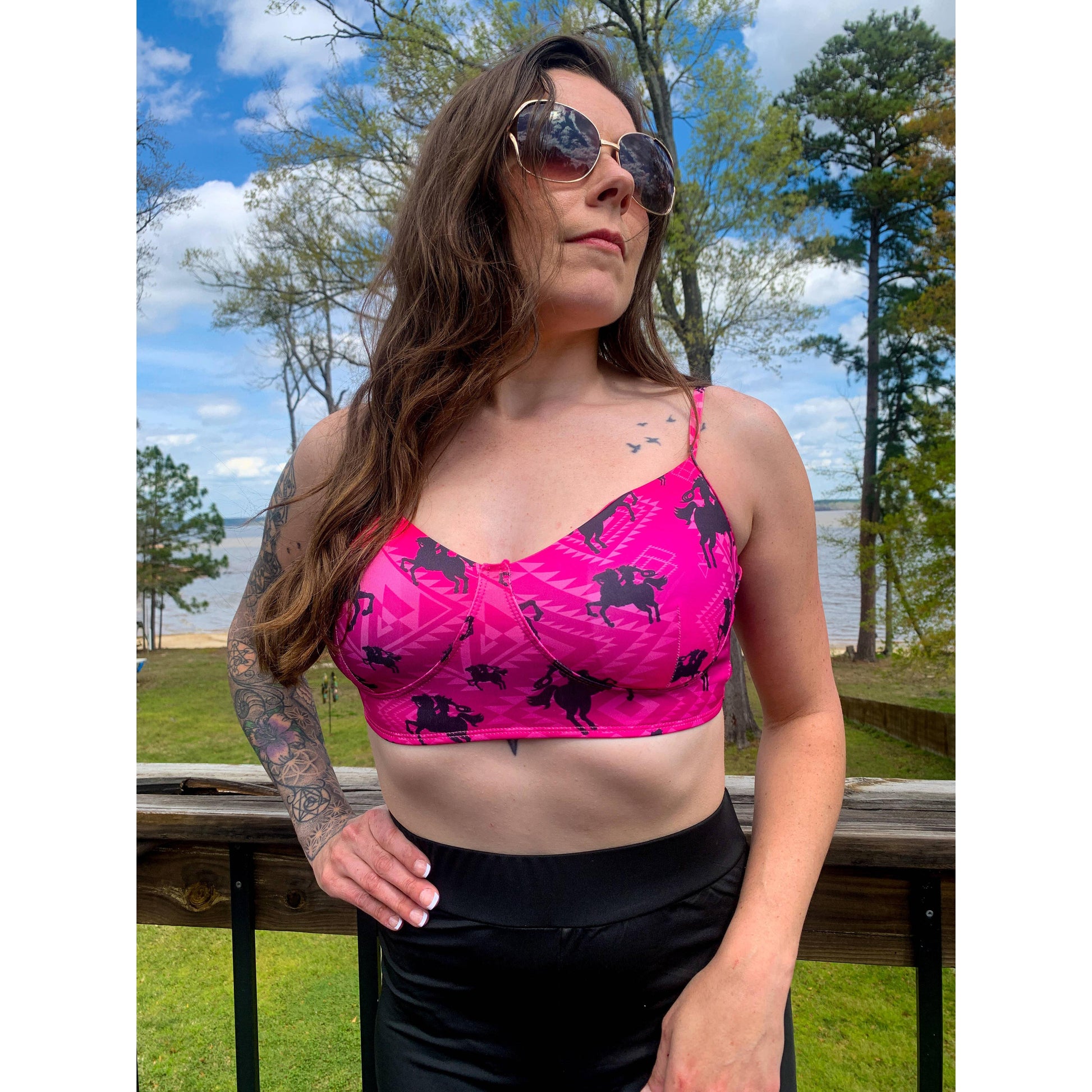 Freeda Spaghetti Strap Bustier Top, Swim, or Athletic Bralette |Serape or Pink Cowgirl [Sizes SM-L]