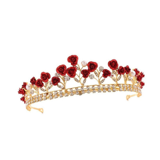 Fresh Romance Red Roses Tiara Crown | Royalty Crown Hair Accessory