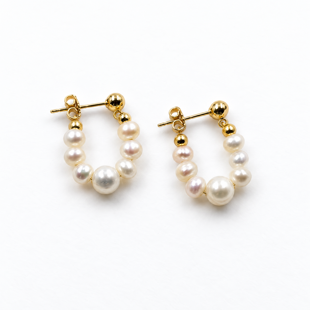 Freshwater Pearl Hoop Stud Earrings | 14k Gold Plated-The Pretty Jewellery-The Bullish Store
