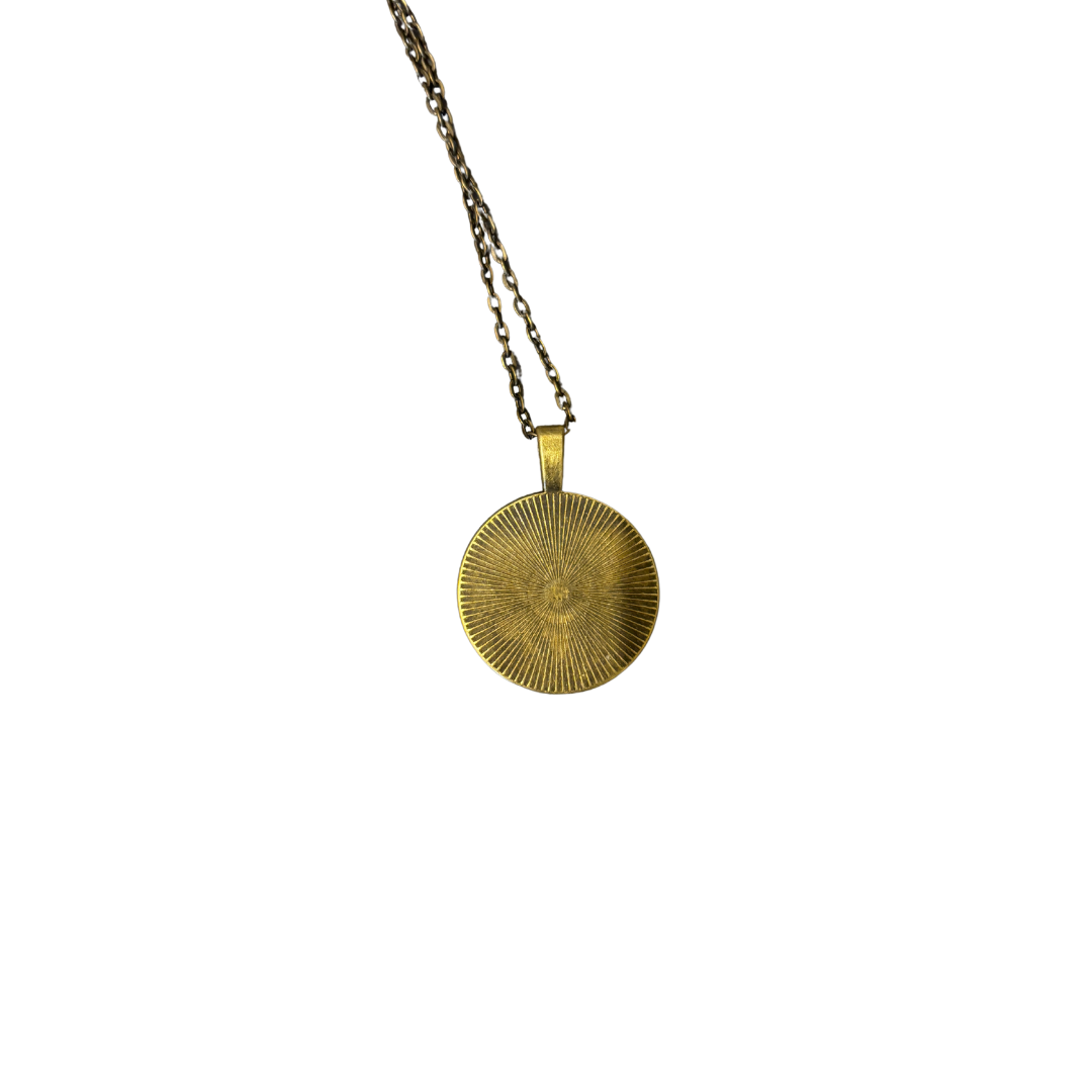 Frida Cabochon Pendant Necklace in Aged Bronze or Black