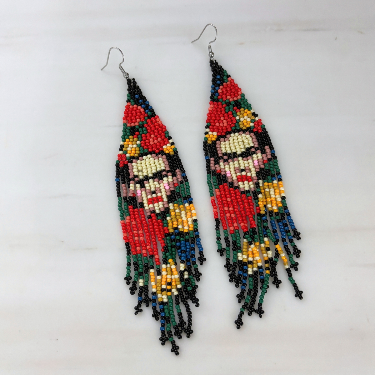 Frida Kahlo Beaded Statement Earrings | Ultra Long 6.6" Beaded Dangle Earrings-Paper & Quartz-The Bullish Store