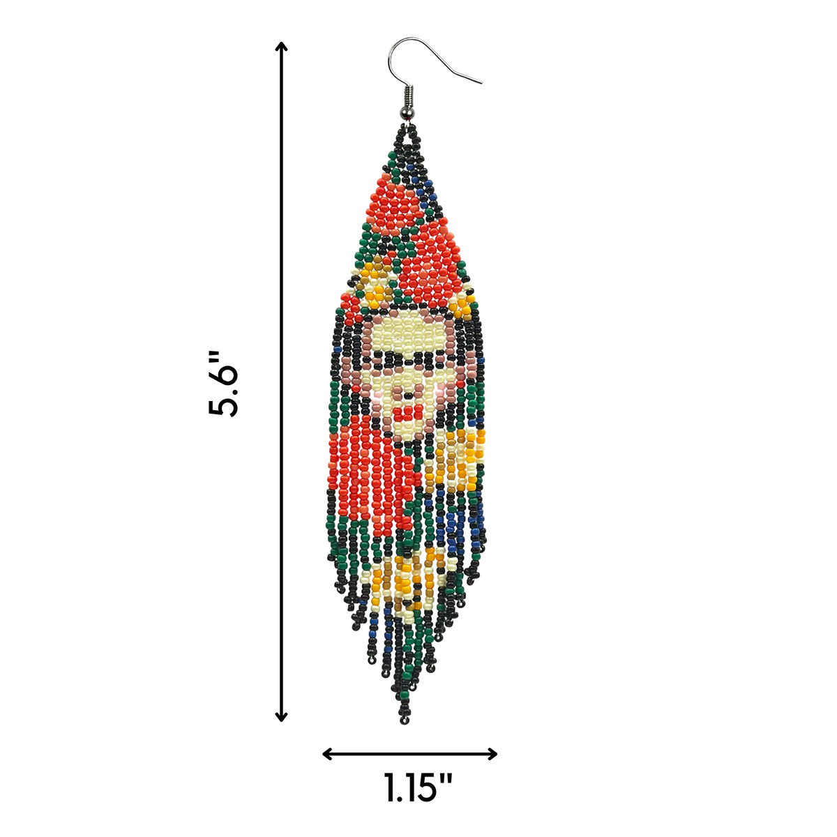 Frida Kahlo Beaded Statement Earrings | Ultra Long 6.6" Beaded Dangle Earrings-Paper & Quartz-The Bullish Store