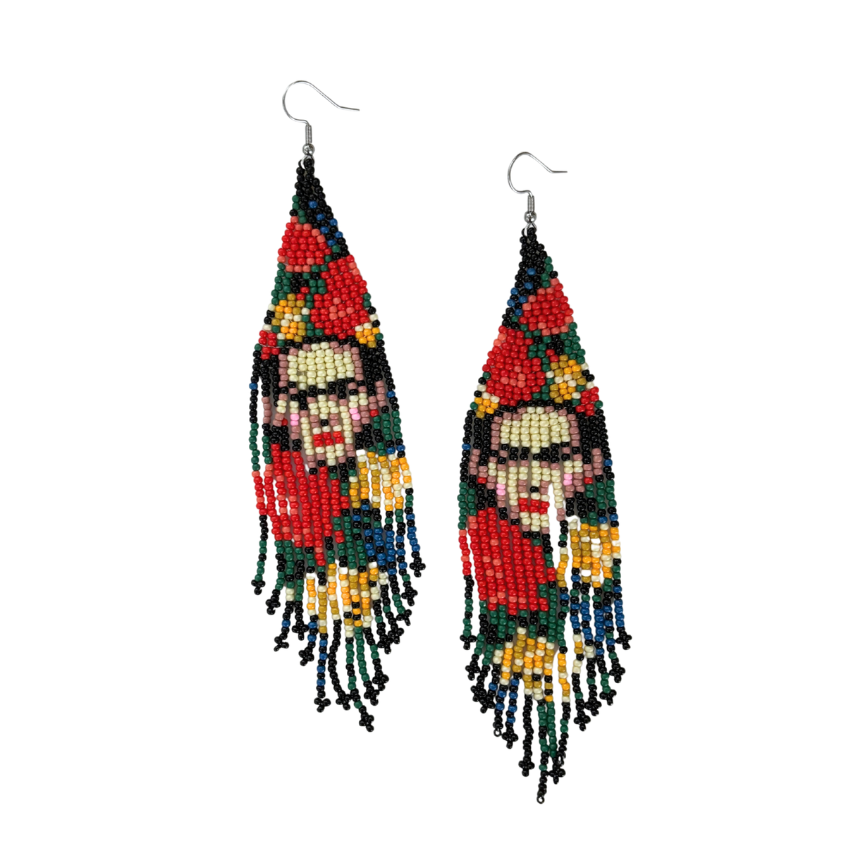Frida Kahlo Beaded Statement Earrings | Ultra Long 6.6" Beaded Dangle Earrings-Paper & Quartz-The Bullish Store