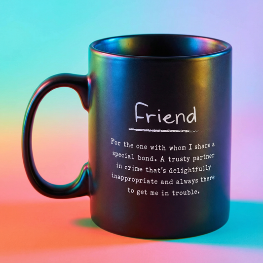 Friend Poetry Stoneware Mug | Matte Black Double-sided Coffee Tea Cup | 20oz