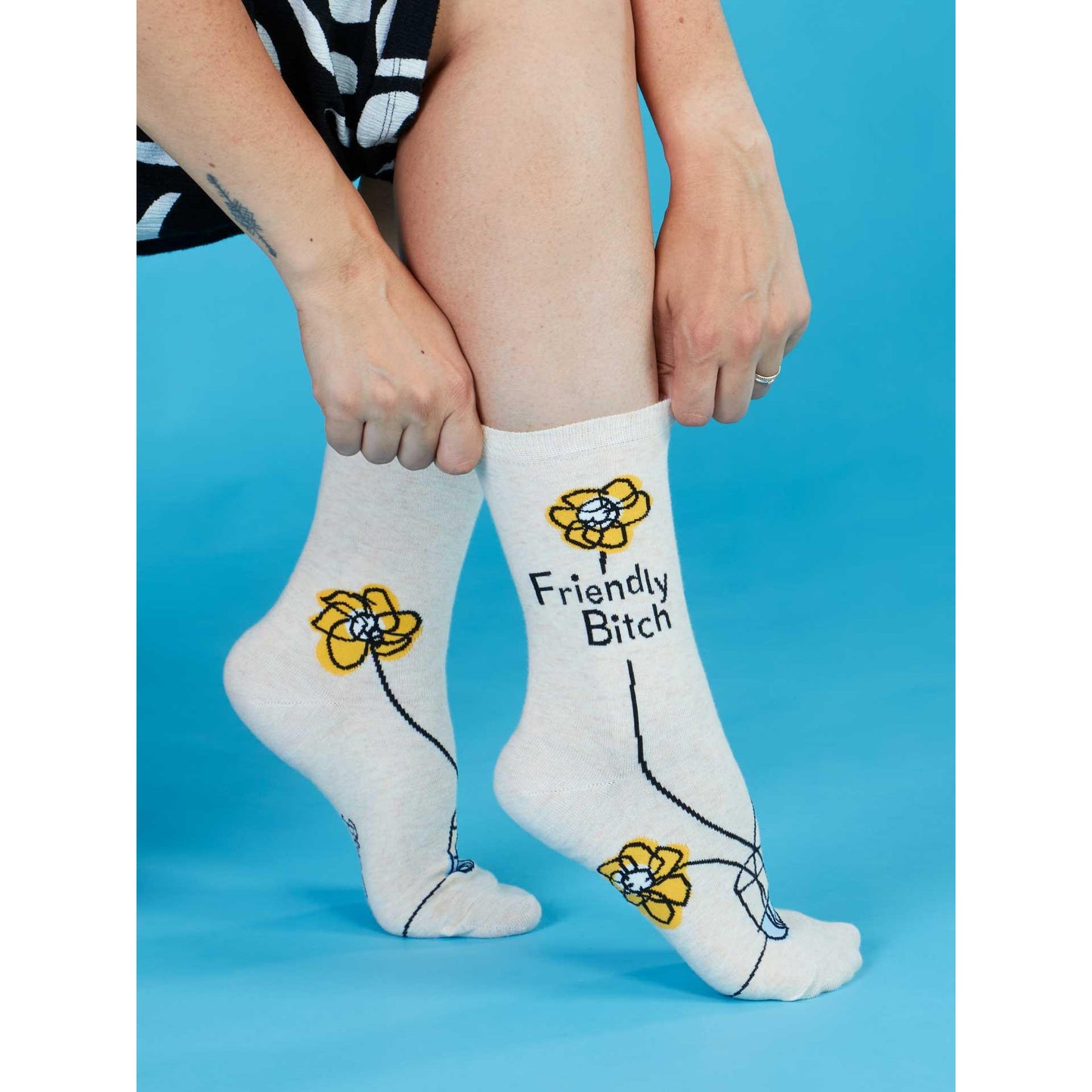 Friendly Bitch Women's Crew Socks | Novelty Funny Socks | BlueQ at GetBullish