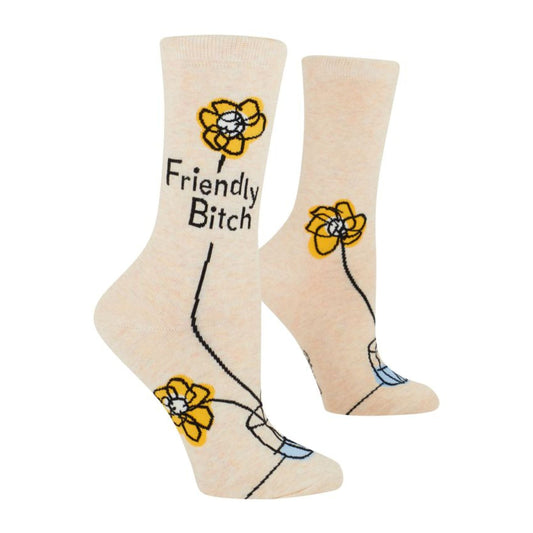 Friendly Bitch Women's Crew Socks | Novelty Funny Socks | BlueQ at GetBullish