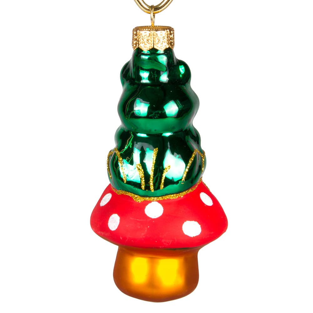 Frog on a Toadstool Christmas Ornament | Christmas Tree Accessories Decorations | 4.13''