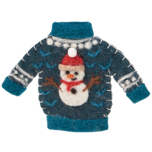 Frosty Sweater Ornament | Decorative Felt Christmas Decor