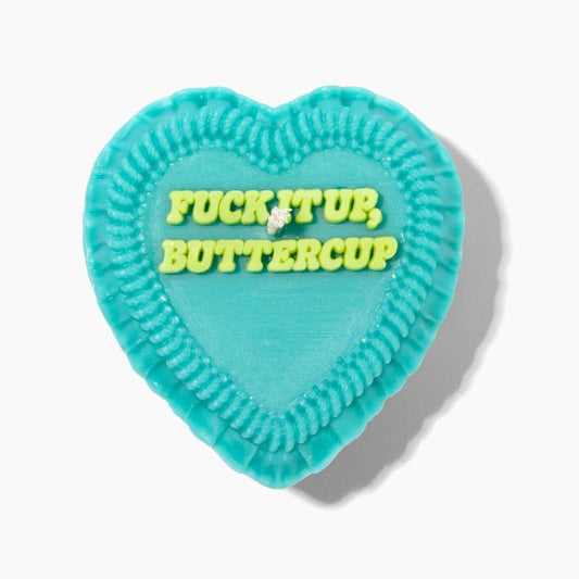 Fuck It Up Buttercup Heart Cake Candle | Teal-Fun Club-The Bullish Store
