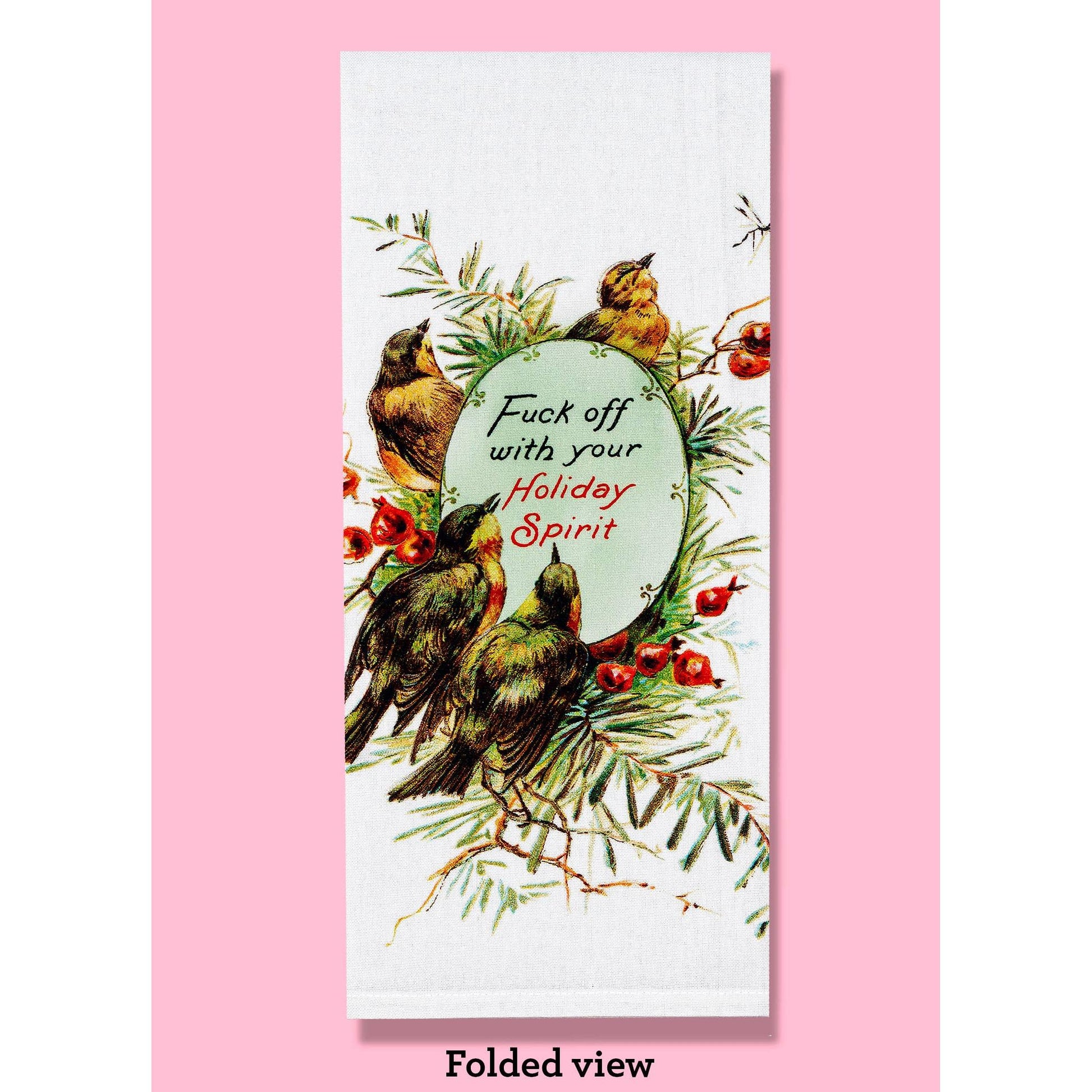 Fuck Off With Your Holiday Spirit Kitchen Towel | Christmas Theme Cotton Hand Tea Dishcloth