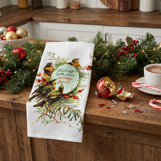 Fuck Off With Your Holiday Spirit Kitchen Towel | Christmas Gift Tea Towel