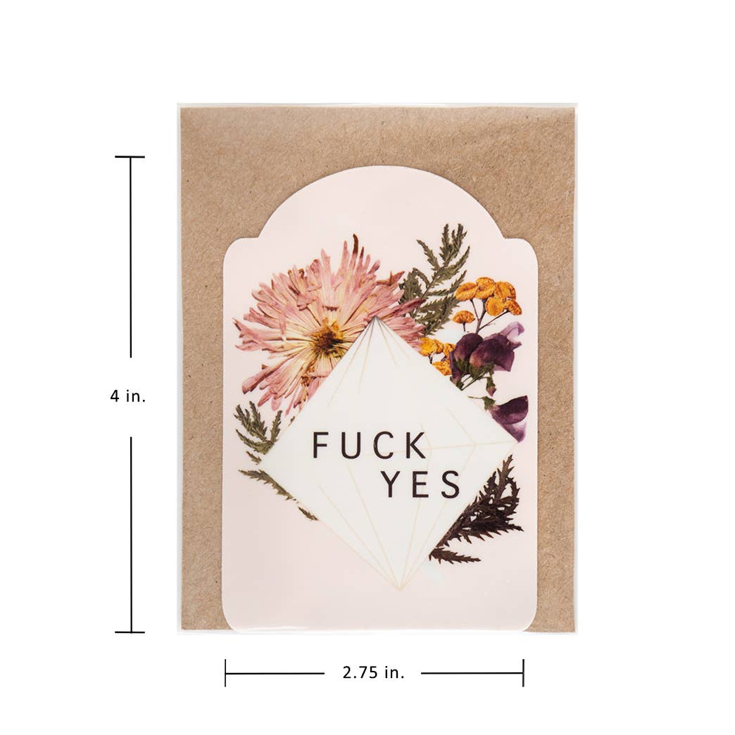 Fuck Yes Flower Large Vinyl Sticker | 4” x 2.75” | Durable for Laptop, Water Bottle, Etc.