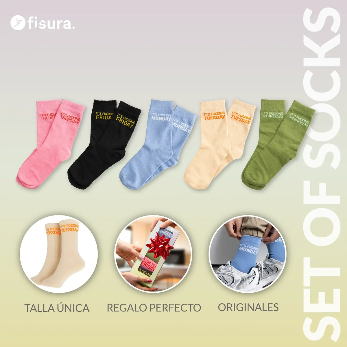 Fucking Week Cotton Socks | 5-Pair Set