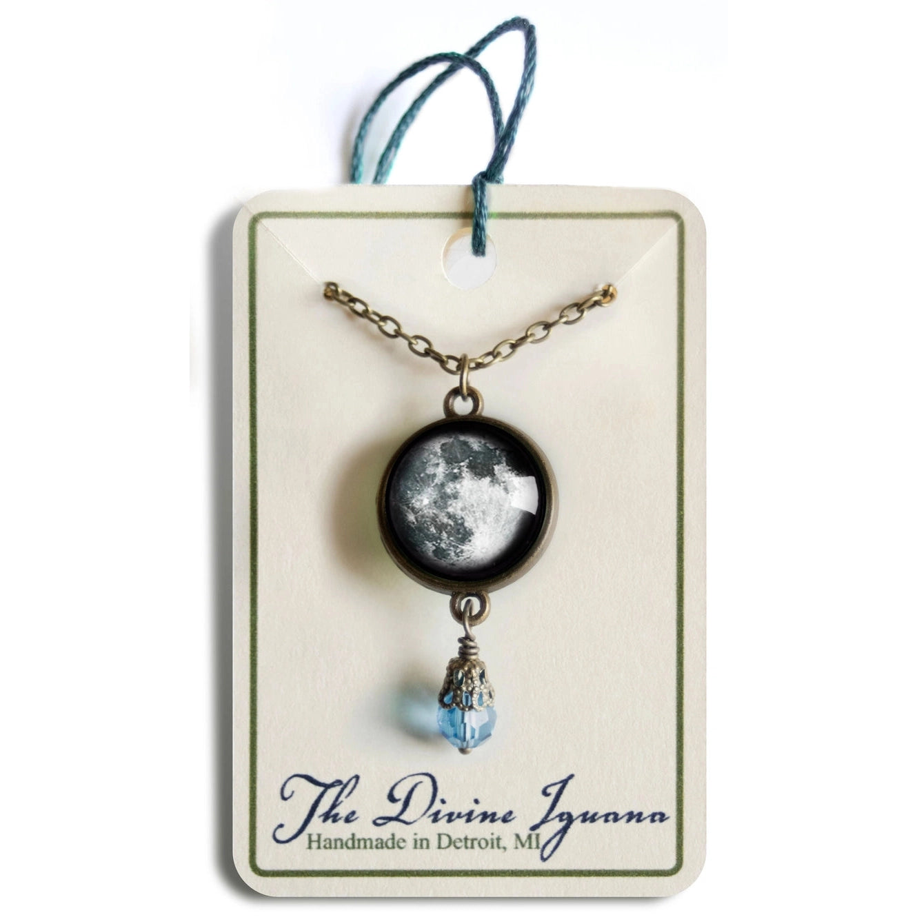 Full Moon w/ Bead Pendant Necklace | Handmade in the US