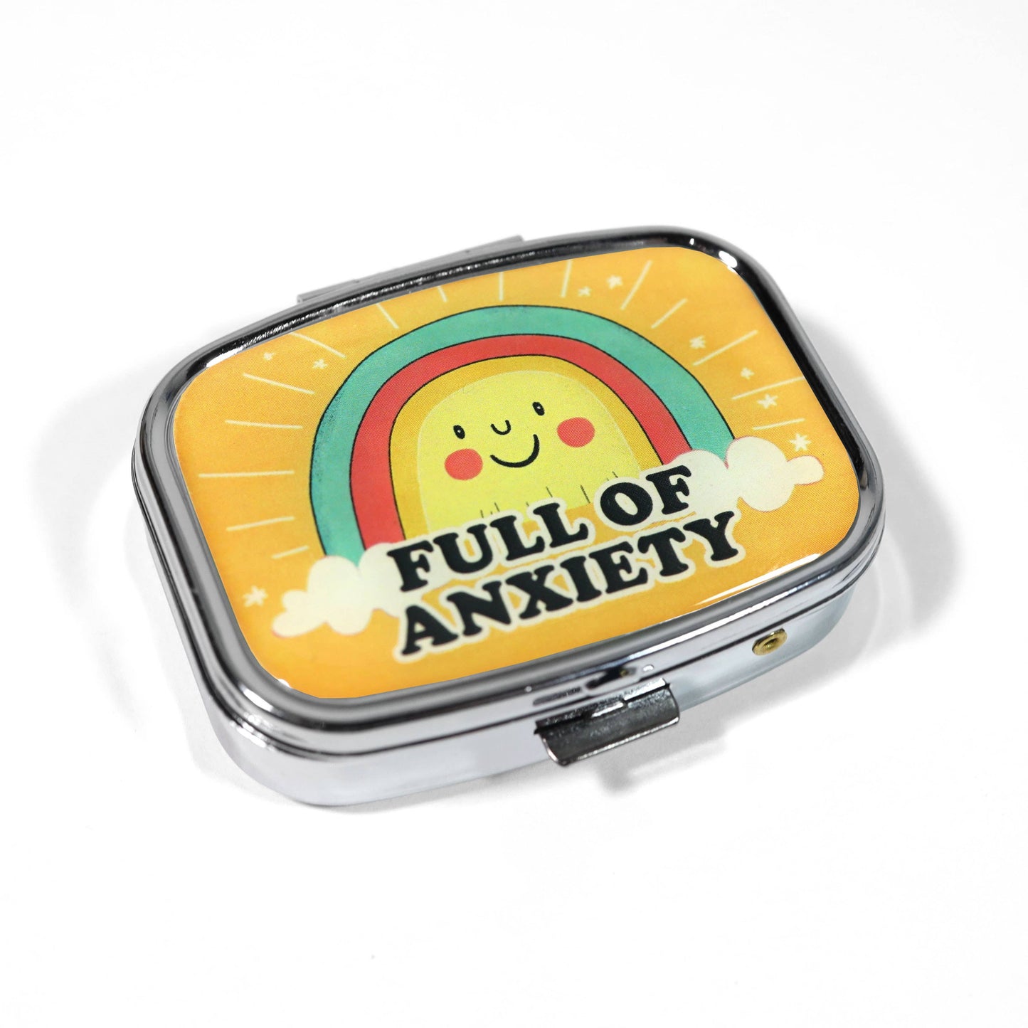 Full of Anxiety Funny Metal Pill Box Novelty Gift