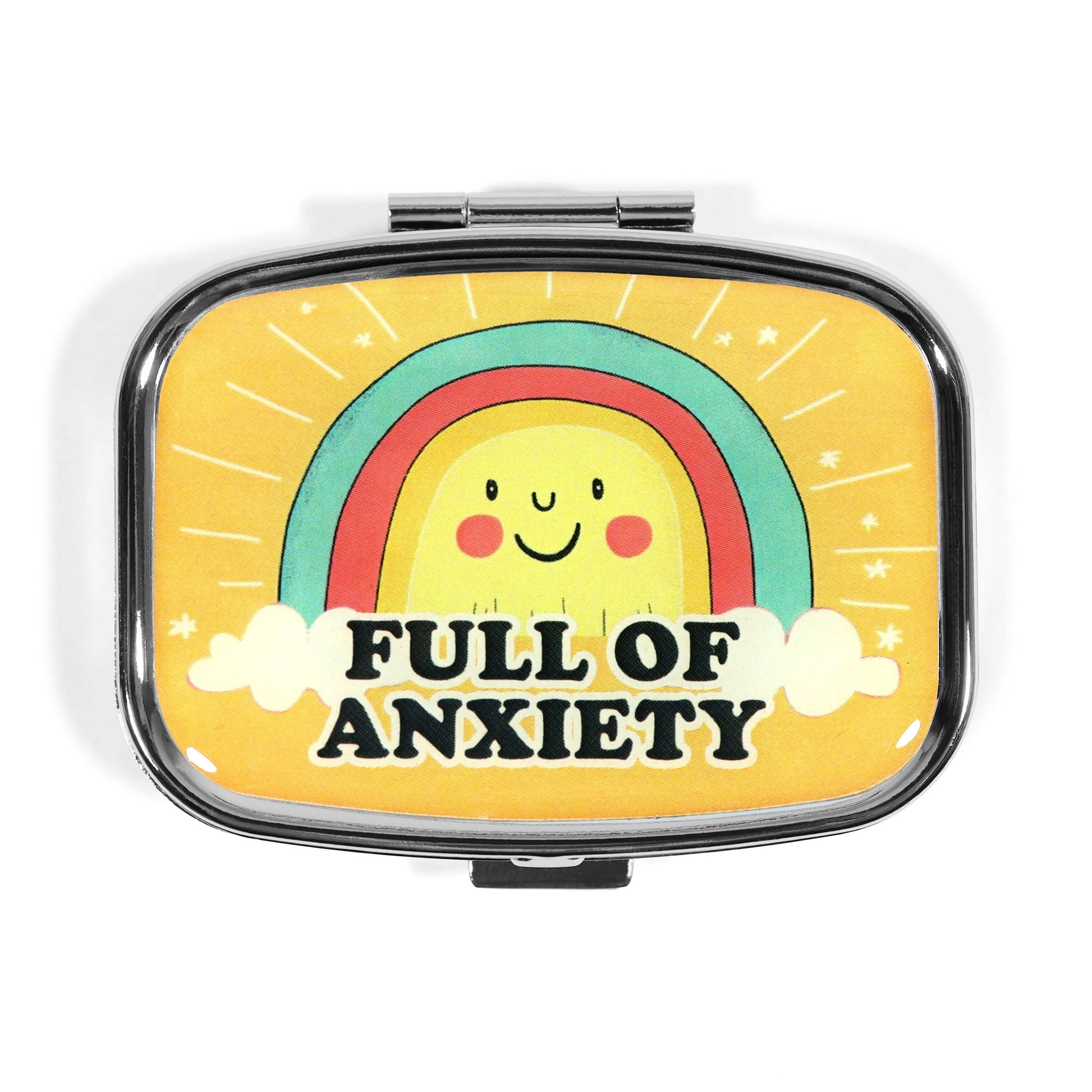 Full of Anxiety Funny Metal Pill Box Novelty Gift