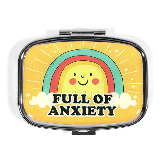 Full of Anxiety Funny Metal Pill Box Novelty Gift