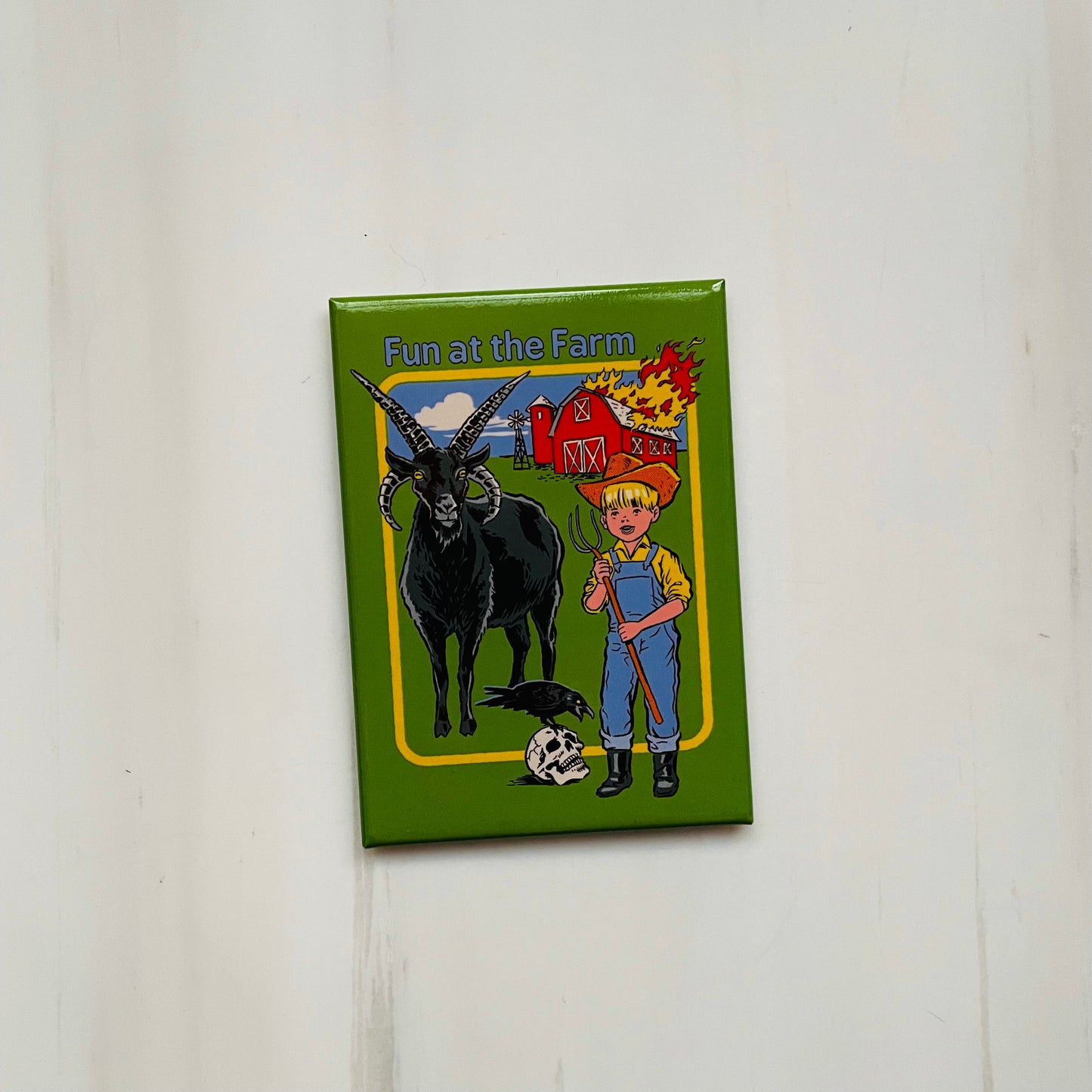 Fun At the Farm Rectangular Magnet | Magnetic Surface Fridge Decor | 3" x 2"