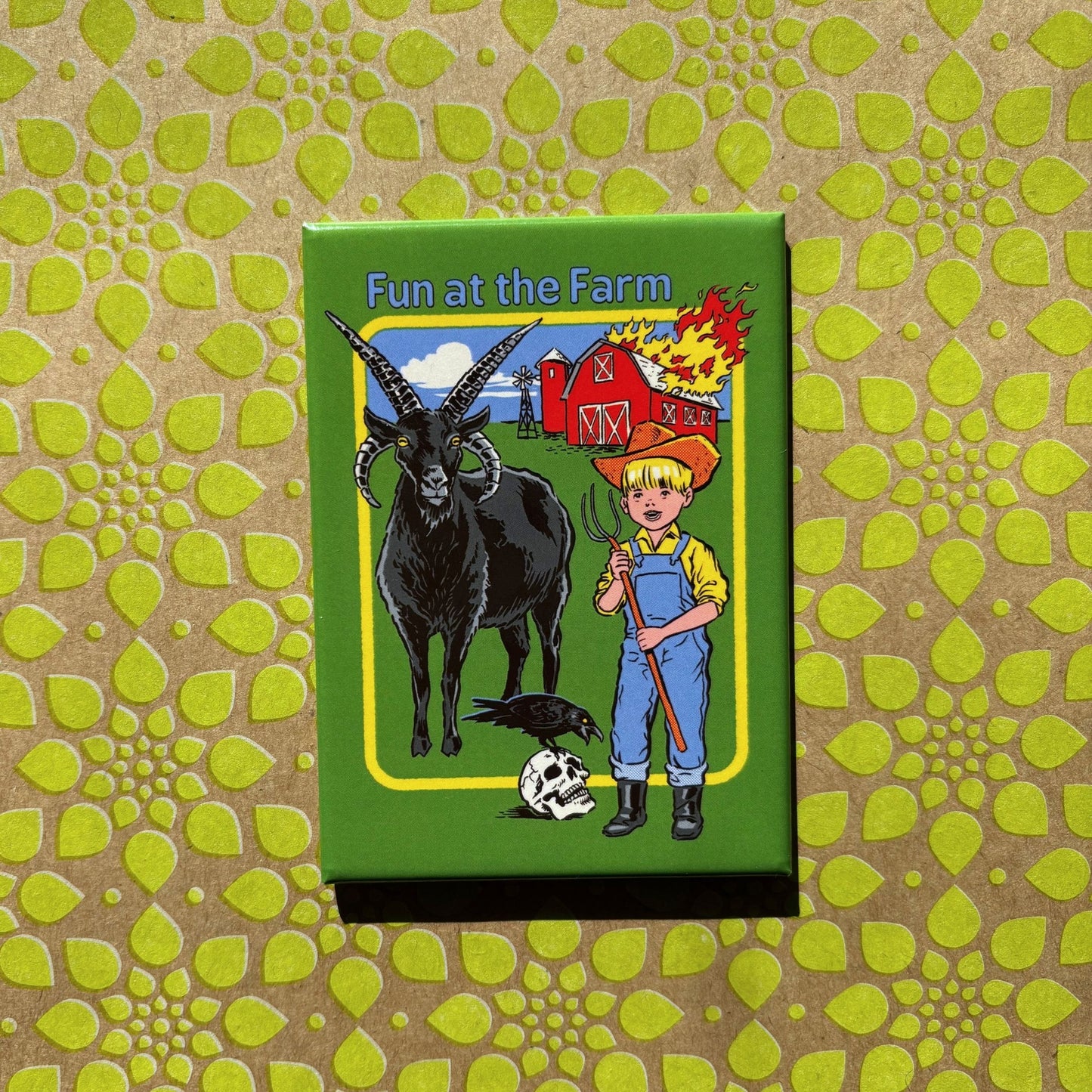 Fun At the Farm Rectangular Magnet | Magnetic Surface Fridge Decor | 3" x 2"