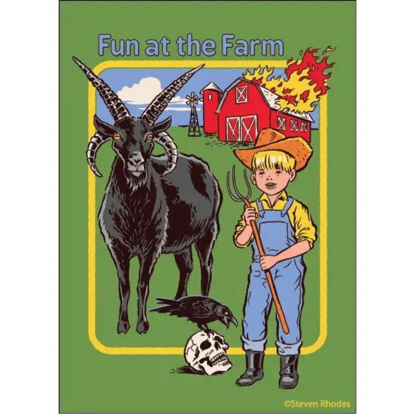 Fun At the Farm Rectangular Magnet | Magnetic Surface Fridge Decor Art by Steven Rhodes | 2.5" X 3.5"-Ephemera-The Bullish Store