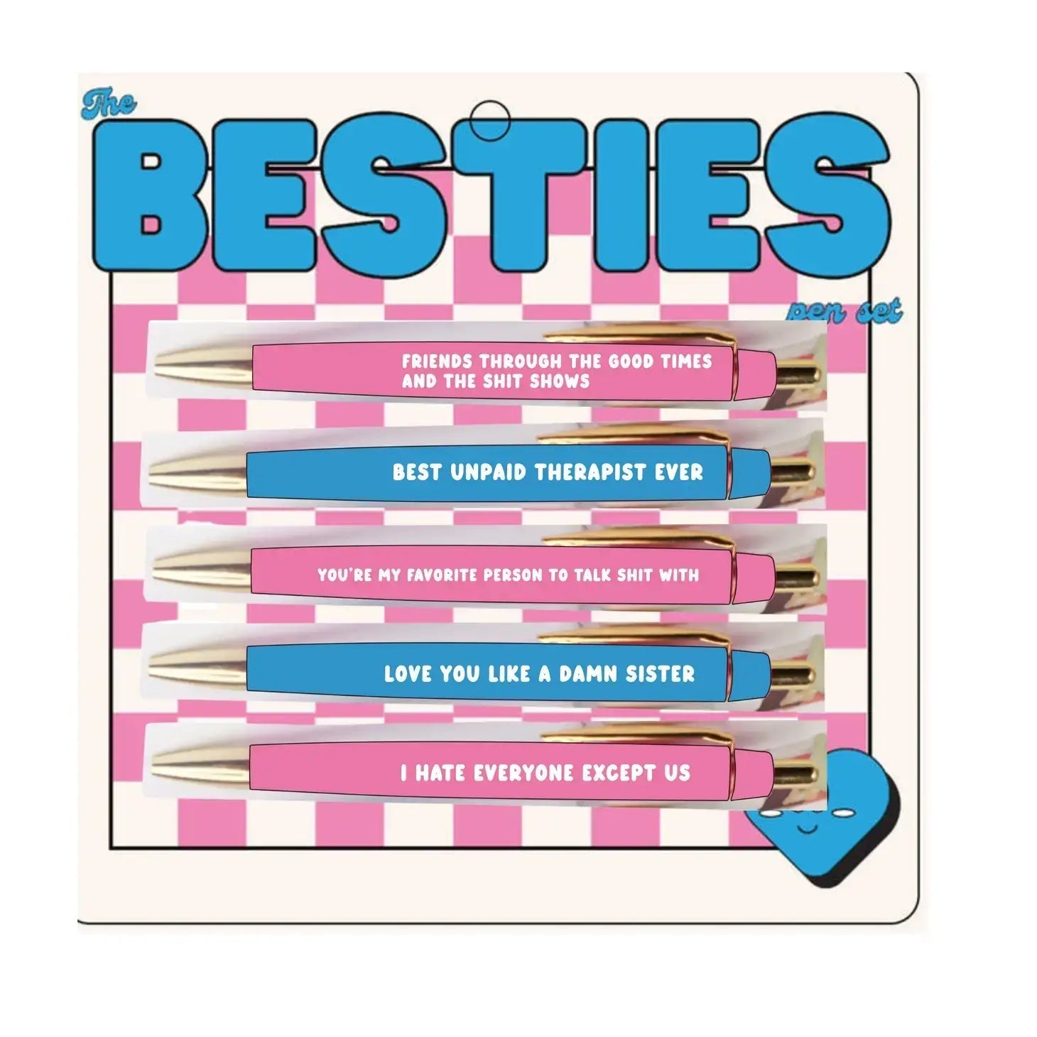 Fun Club Besties Pen Set | Funny Best Friends Gift | Set of 5 Ballpoint Pen