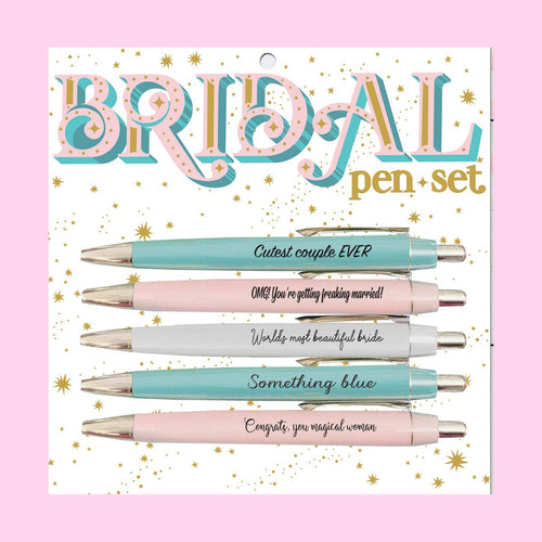 Fun Club Bridal Ballpoint Pen Set | et of 5 Gift Pens | World's Most Beautiful Bride, Something Blue, Etc.