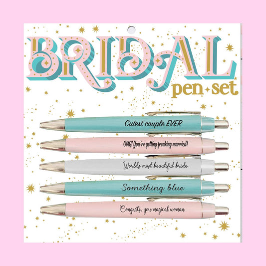 Fun Club Bridal Ballpoint Pen Set | et of 5 Gift Pens | World's Most Beautiful Bride, Something Blue, Etc.