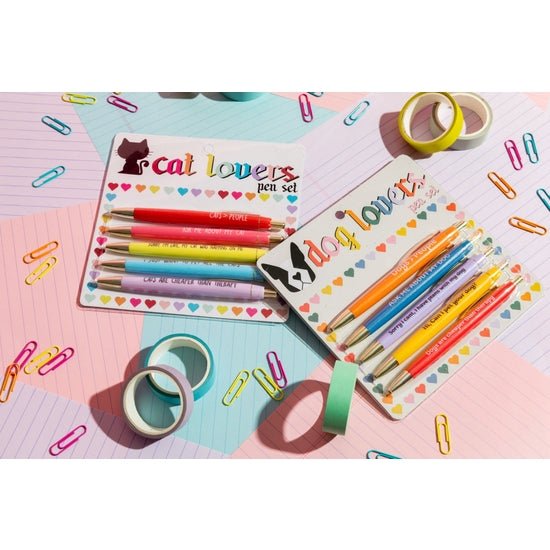 Fun Club Cat Lovers Multicolor Pen Set | 5 Funny Pens Packaged for Gifting | Cats > People, I Just Want To Pet All The Cats...