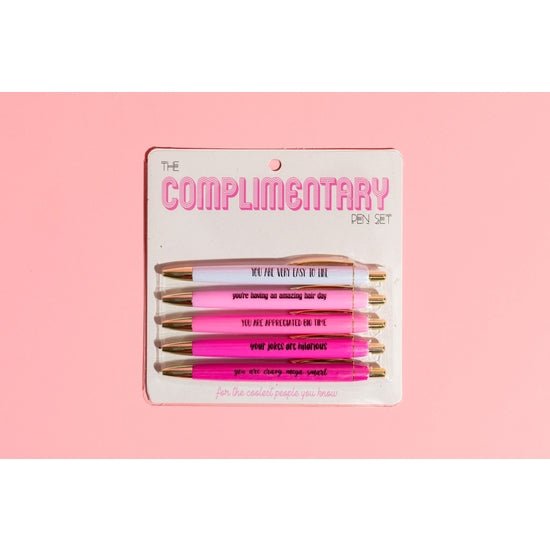 Fun Club Complimentary Pen Set in Ombré Pink | Black Ink | Set of 5 | You Are Very Easy to Like, You Are Crazy Mega Smart...